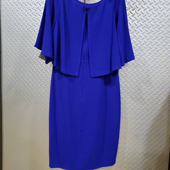 NWT SANGRIA cobalt blue dress with stunning overlay (10) - Picture 5 of 12